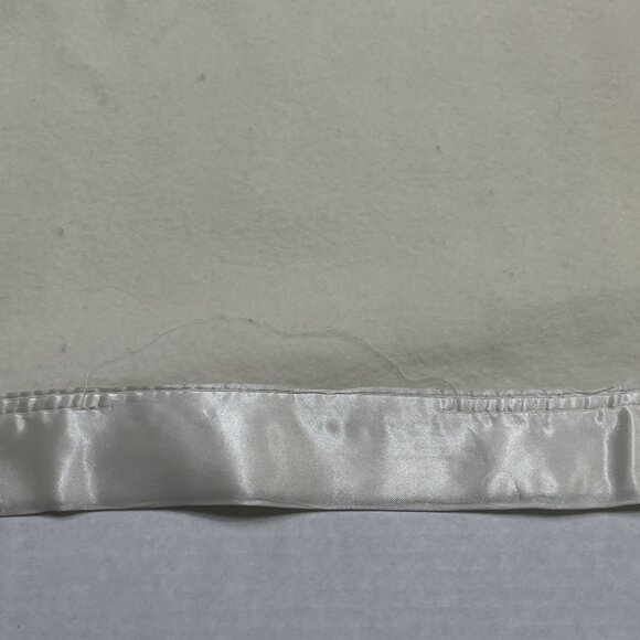 Vintage Fleece‎ Satin Trim Baby Blanket Ivory Thermal Set Of 2 - Picture 11 of 11